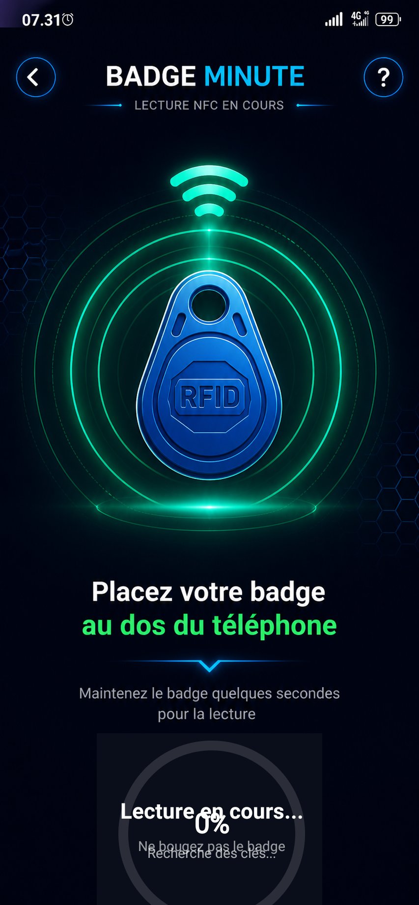 Application Badge Minute — lecture NFC du badge d'immeuble